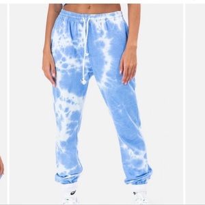 Adika blue and cream tie dye sweatpants.
